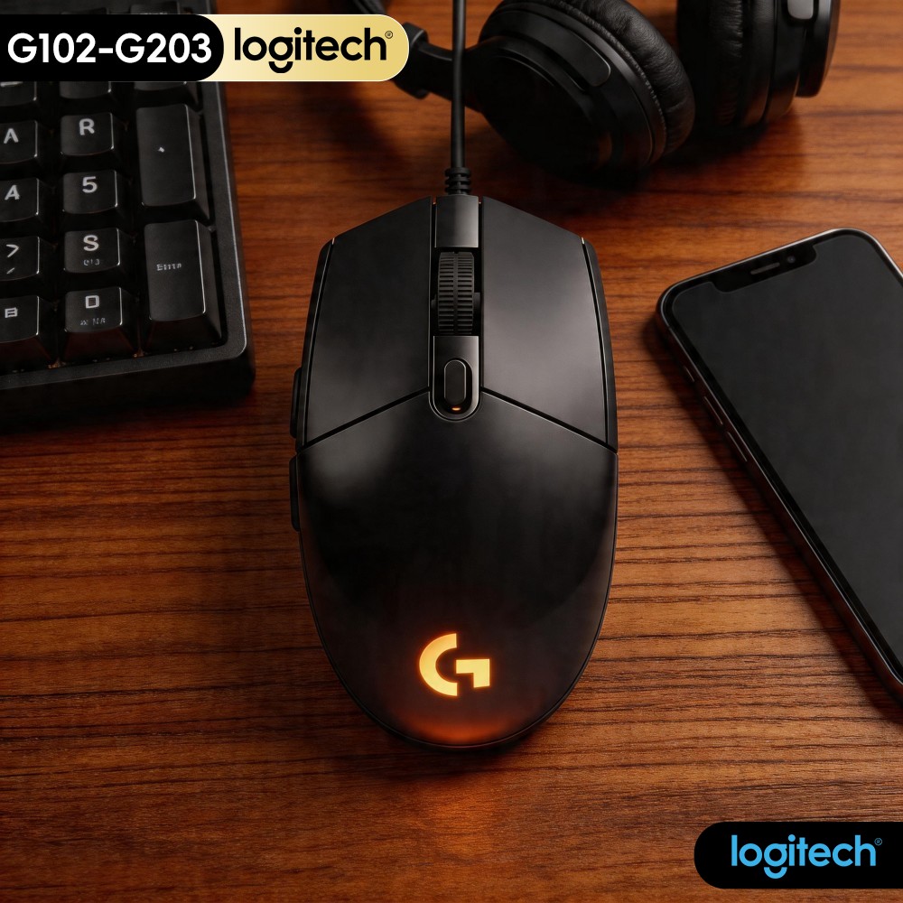 Logitech Mouse G203 - فأرة ألعاب لوجيتك G102، أسود كلاسيكي