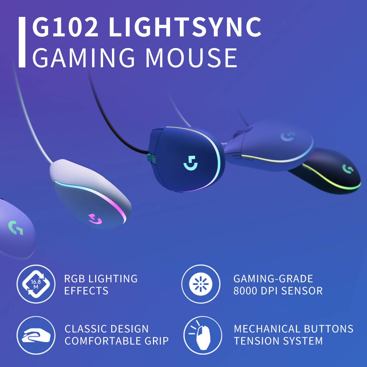 فأرة ألعاب لوجيتك G102، أسود ك - مراجعة Logitech Mouse G203 وسعره